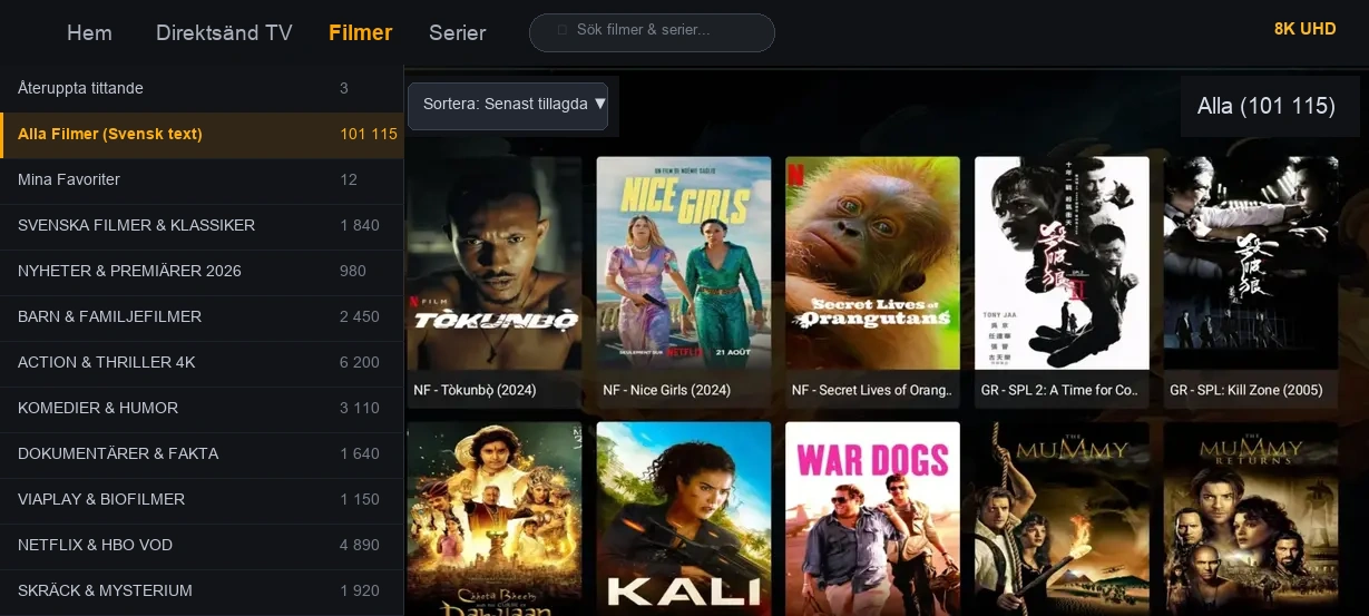 Toucan IPTV användargränssnitt skärmdump 5 på Smart TV och mobil