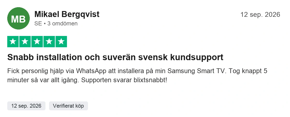 Trustpilot verifierad kundrecension 2 för Toucan IPTV Digital